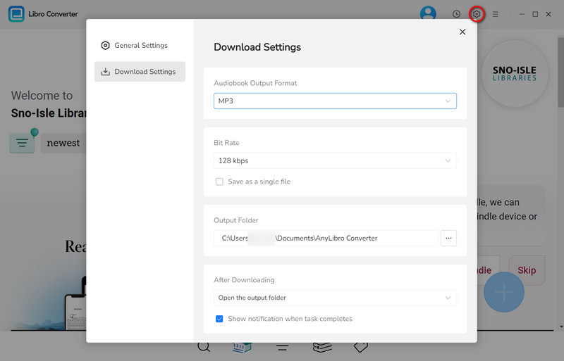 Adjust settings