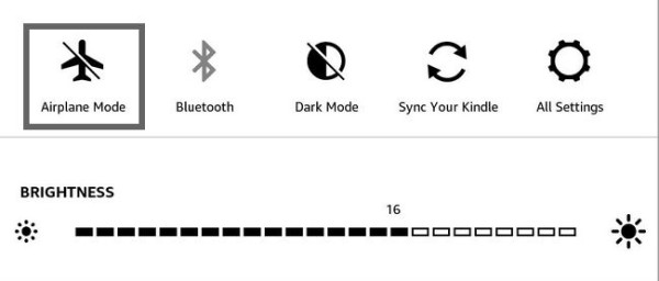 Turn on Airplane Mode on Kindle