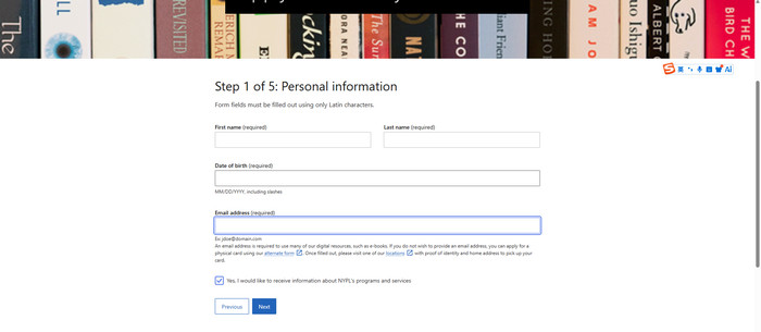 Library Card Form
